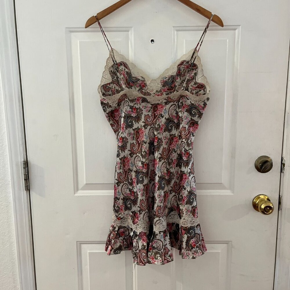 Vintage Victoria Secret Gold Label1990's Floral Satin Spaghetti Slip Dress Sz sm - Picture 4 of 8